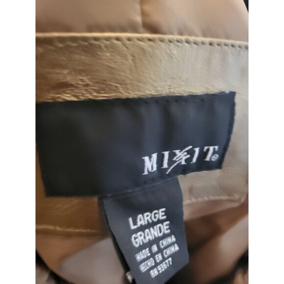Bronze Metallic Leather Biker Jacket MIXIT L  Zipper Collar Pockets Glam - Picture 12 of 12
